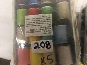 lot 208 image: Brand New Lot of FIVE All in One Essential Sewing Kits with 32 Spools of Thread