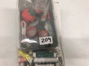 lot 209 image: Brand New Lot of THREE All in One Essential Sewing Kits with 32 Spools of Thread