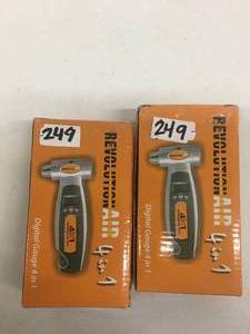 lot 249 image: Brand New Lot of TWO Revolution Air 4 In 1 Emergency Tool, Digital Gauge, Flashlight & More