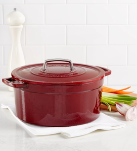 lot 5 image: Brand New Martha Stewart Collection Collectors Enameled Cast Iron 8-Quart Round Dutch Oven