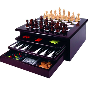 lot 170 image: Brand New Wooden 15-in-1 Deluxe Game Center