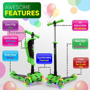 lot 182 image: Brand New Hurtle 3-Wheeled LED Scooter for Kids