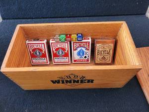 lot 22 image: Wooden Cards and entertainment storage box