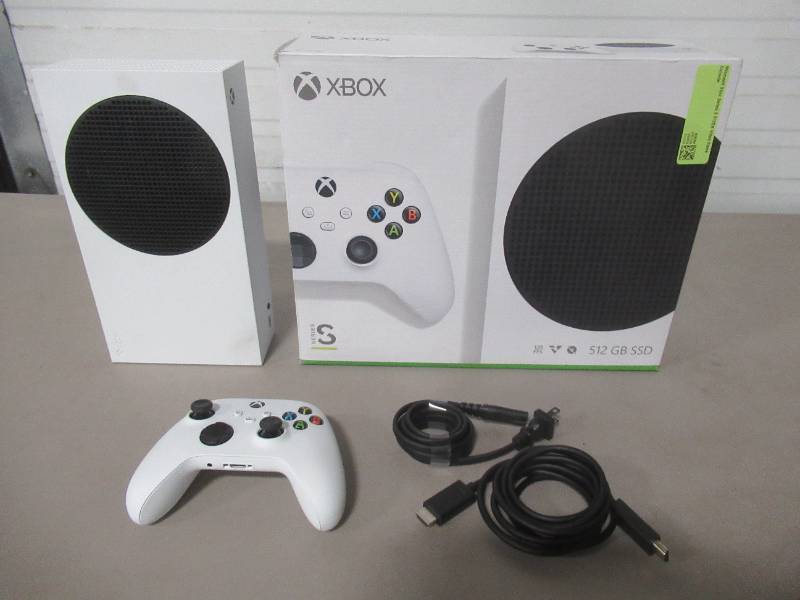lot 501 image: HARD TO FIND FOR THE HOLIDAYS Microsoft Xbox Series S 512GB Video Game Console Refurbished.  - WORKS GREAT INCLUDES CABLES AND CONTROLLER - LOW RESERVE OF $250.00