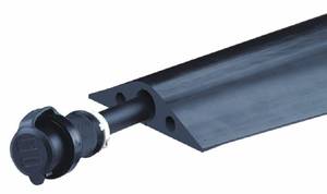 lot 130 image: Powerback RFD7-5 Durable Rubber Heavy Duty Single Channel Duct Protector for Cable and Hose Lines up to 1 Diameter, Black, 5 Length.