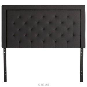 lot 143 image: Lucid Upholstered Headboard with Diamond Tufting, in Black. LUQQREDTCHHB. - Carton Damage - Slight Tear on Headboard.