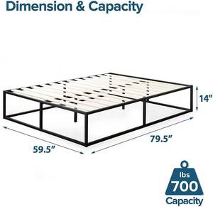 lot 144 image: ZINUS Joseph Metal Platforma Bed Frame, No Box Spring Needed, Sturdy Steel Structure, Queen