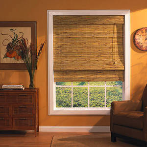 lot 318 image: LOT OF 6 Radiance Kona Natural Woven Bamboo Roman Shades (All Six Measure 42 in. W)