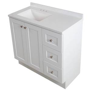 lot 312 image: Glacier Bay 36.50 in Bathroom Vanity in White Model BA36P3-WH (No Top)
