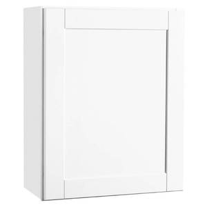 lot 320 image: Hampton Bay Shaker Assembled 24x30x12 in. Wall Kitchen Cabinet ModelKW2430-SSW (Missing Both Shelves)