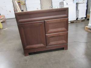 lot 308 image: 36 One Door & Two Drawer Bathroom Vanity (No Top)