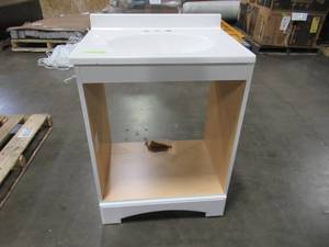 lot 313 image: Glacier Bay 24-12 in. W Vanity Model GB24P2COM-WH With Top (No Doors)