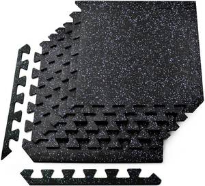 lot 153 image: Yes4All 100% Rubber Interlocking Mat, Blue, 6 Rubber Tiles, 24 sq. ft., AMNS.