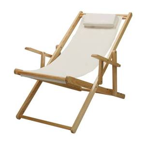 lot 156 image: Natural Frame and Natural New Canvas Solid Wood Sling Chair, Folding Chairs. Unclaimed Freight.