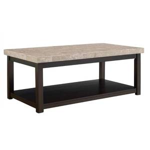 lot 338 image: Caleb 48 in. Espresso Large Rectangle Stone Coffee Table, CKS100CTE. Unclaimed Freight - Carton Damage.
