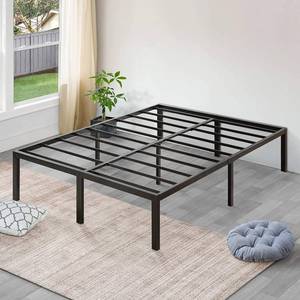 lot 346 image: SLEEPLACE 18 Inch High Profile Heavy Duty Steel Slat Bed Frame, Full, Black - 18BF04F - Unclaimed Freight.