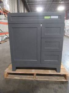 lot 327 image: Thornbriar 30 in. W x 22 in. D x 37 in. H Vanity in Cement  - Cracked Back RH Top Corner.