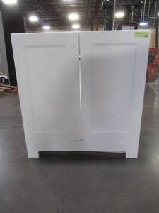 lot 329 image: Shaila 30-12 in. W Vanity in White - Cracked Front Top Brace Board.