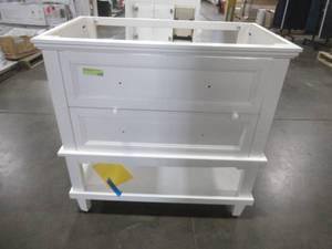 lot 352 image: Teasian 36 in. W x 22 in. D Bath Vanity Cabinet Only in White - Legs seem loose.