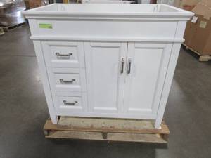 lot 354 image: Ashburn 36 in. W x 21.75 in. D Vanity Cabinet in White - NO TOP.