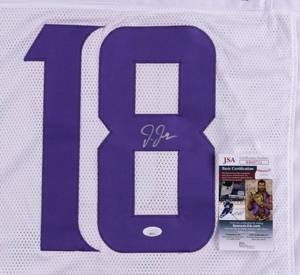 lot 5 image: Minnesota Vikings Justin Jefferson Signed White Pro Style Jersey JSA Authentication