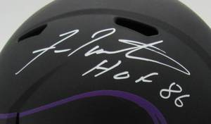 lot 16 image: Minnesota Vikings Legend Fran Tarkenton Signed Full Size Eclipse Alternate Speed Helmet Inscribed HOF 86 Beckett COA