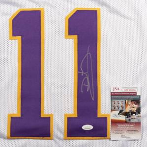 lot 21 image: Minnesota Vikings Great Dante Culpepper Signed White Pro Style Jersey JSA COA