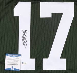 lot 26 image: Green Bay Packers Davante Adams Signed Green Pro Style Jersey Beckett COA