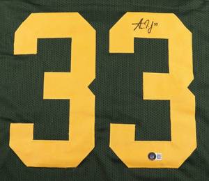 lot 24B image: Green Bay Packers Aaron Jones Signed Green Rush Limited Edition Pro Style Jersey Beckett Authenticated