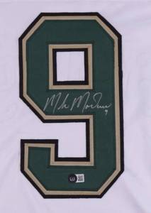 lot 33 image: Minnesota North Stars Legend Mike Modano Signed Throwback Pro Style Jersey Beckett Hologram