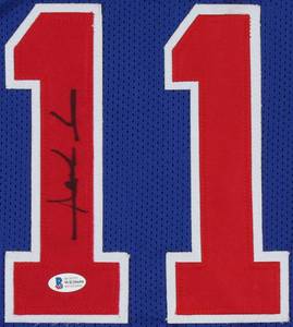 lot 38 image: Detroit Pistons Legend Isaiah Thomas Signed Blue Pro Style Jersey Beckett COA