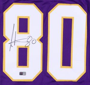lot 13A image: Minnesota Vikings Legend Cris Carter Signed Purple Throwback Pro Style Jersey TriStar Hologram