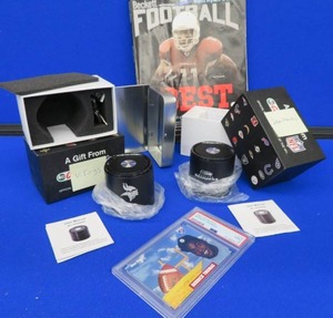 PSA DERRICK THOMAS , 2 NFL SPEAKERS (NEW) AND A BECKETT MAGAZINE