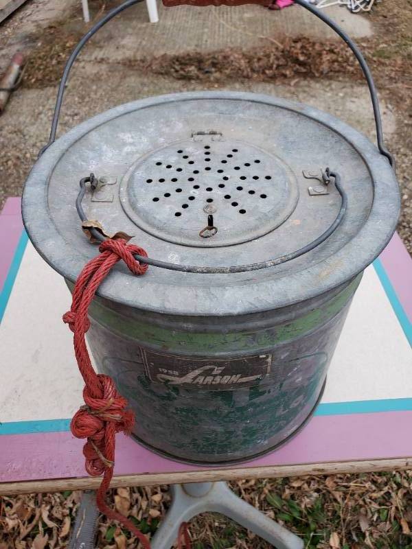 Antique Minnow Bucket (1958) Complete by Larson