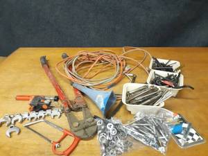 lot 71 image: Lot of Garage Tools - Bolt Cutter, Taps and Dies, Drill Bits, Allen Wrenches and More - NO SHIPPING