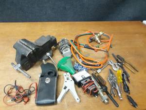 lot 72 image: Columbian D5 5 Bench Vise, Torch, Tools and More - NO SHIPPING