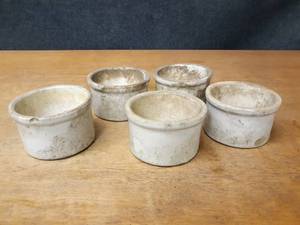 lot 103 image: (Lot of 5) Small Crocks - Each is about 5-34 Diameter and 3-12 Tall - Some chips - NO SHIPING