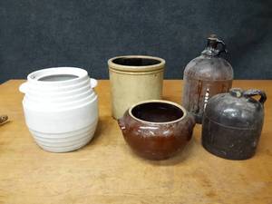 lot 104 image: Lot of Crocks and Hi-Lex Jug - NO SHIPPING