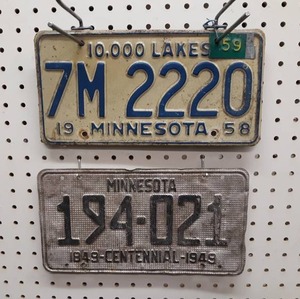 lot 109 image: Pair of Vintage MN License Plates - 1949 & 1958