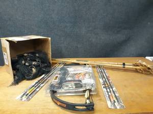 lot 118 image: High Five Compound Bow and Arrows - 27 - Ages 10 and Up, Vintage Fishing Nets, Ski Poles - NO SHIPPING