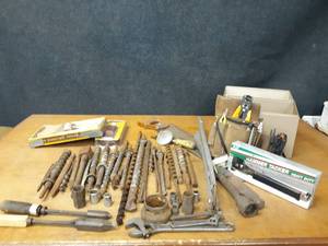 lot 125 image: Lot of Spiral Drill Bits, Hammer Tacker, Staples and More - NO SHIPPING