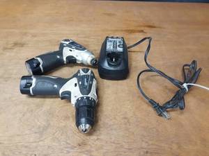lot 138 image: Makita 12V Cordless Drill and Impact - Includes Charger and (2) Batteries, 1 wont charge - NO SHIPPING