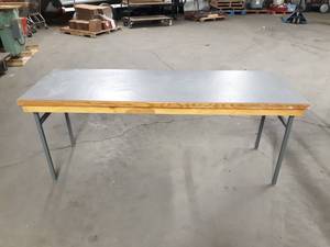 lot 178 image: Work Table - Wood Top and Steel Legs - 6 x 2 x 28 - NO SHIPPING
