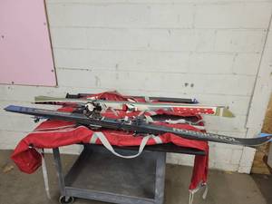 lot 205 image: (2) Sets of Downhill Skis, ski poles and storage bags - NO SHIPPING