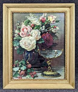 lot 152 image: French Artist Jean Baptiste Robie Vintage Lithograph of Cupids Goblet in an Ornate Frame - NO SHIPPING