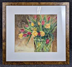 lot 160 image: Original Artwork by Diane Runberg Bring Me Tulips with Artists Signature - NO SHIPPING