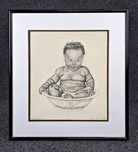 lot 163 image: Artist Signed & Numbered Print of Curtis G. Woodys (The Dot Man) Honey Bowl Bath - 261950