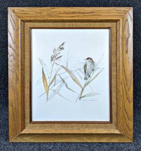 lot 164 image: Lithograph of Reed Warbler by Artist Mads Stage, Printed in Denmark
