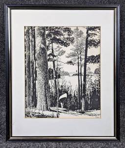 lot 168 image: Artist Francis Lee F.L. Jaques Scratchboard Print - Minnesota Artist
