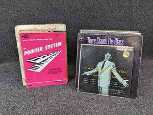 lot 240 image: Lot of Vintage Records and Sheet Music - Records from Lawrence Welk and Carl Smith Sheet Music featuring Gene Autry and Instruction Books. NO SHIPPING
